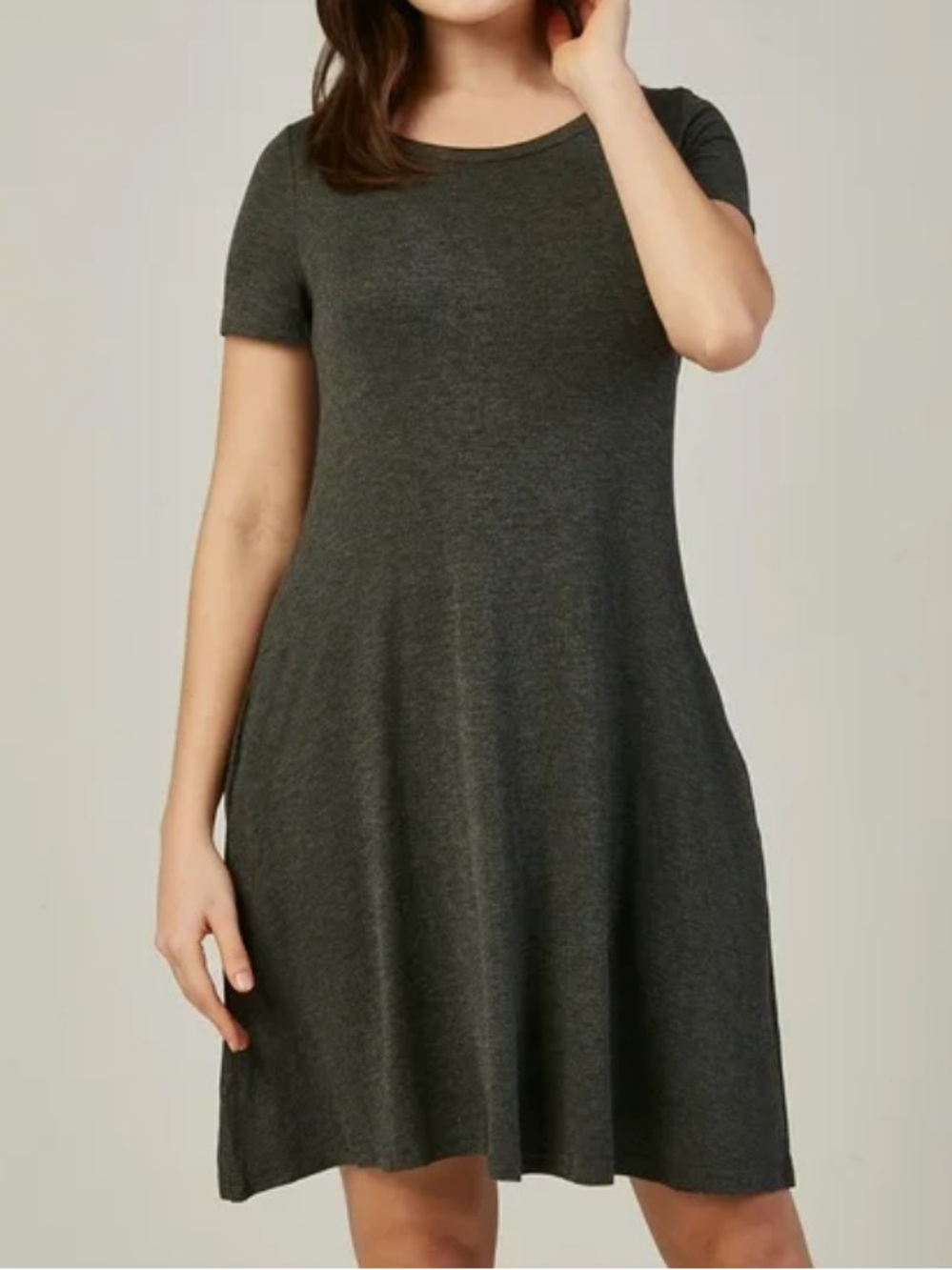 Pinc Olive Green Casual Tee Dress